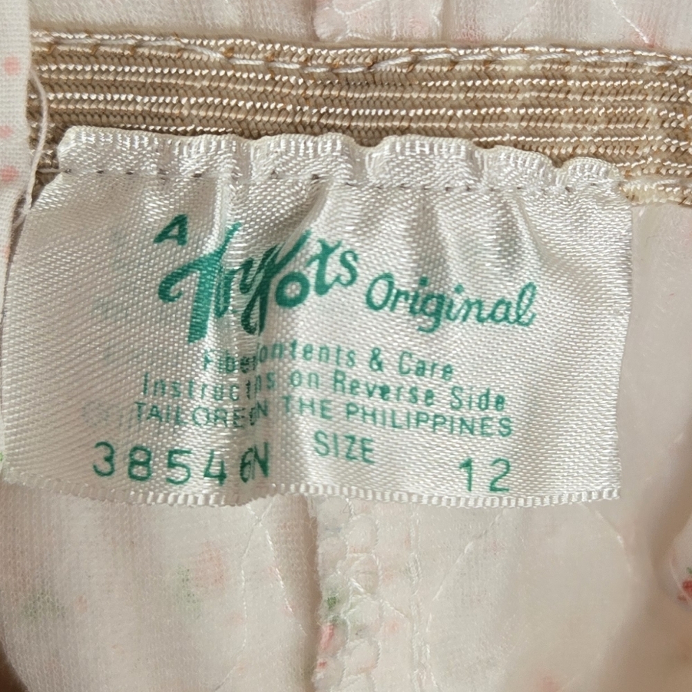 VTG Tiny Tots Baby Girl 12 months Quilted overalls Pink Floral Carrot Romper 90s - Picture 11 of 17